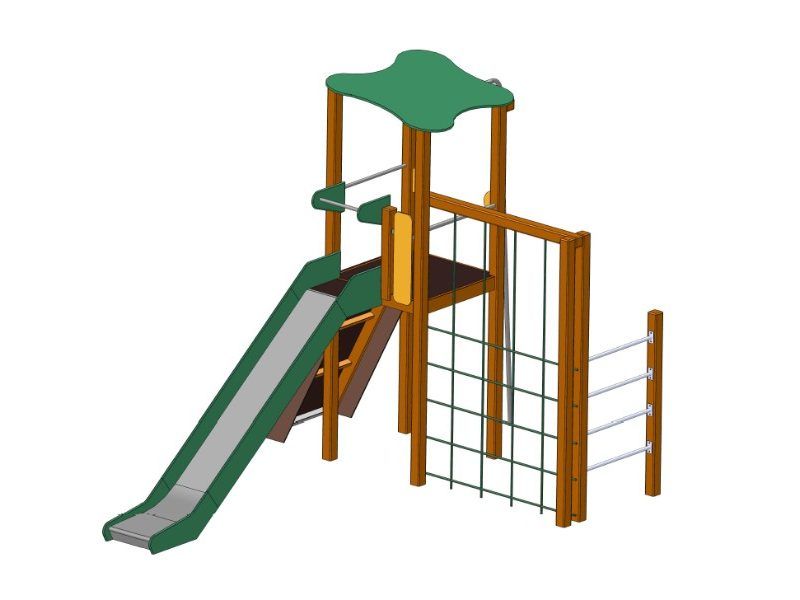 E265-15 - Structure de jeux combinée pour 9 enfants - Dimensions : 4 435 x 3 260 x 3 100 mm_0
