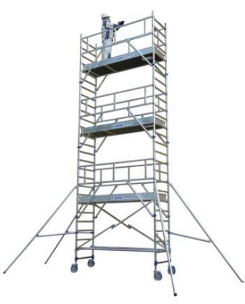 Échafaudage roulant aluminium Totem 2 Box 300 - Comabi SNC - Hauteur de travail maximale 9,85 m - Plateau bac_0
