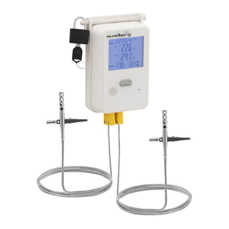 Enregistreur température et humidité LCD -50 à 350 °C - 0 à 100 % HR - USB / Wi-Fi - Steinberg Systems 14_0005508_0