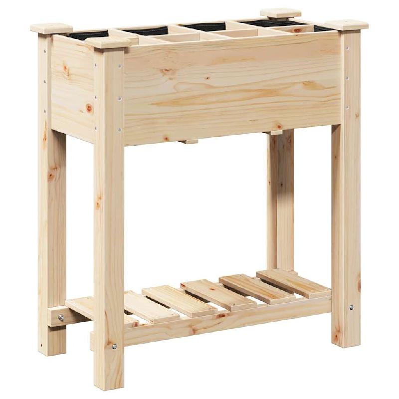 Helloshop26 - Cache-pot de jardin avec étagère 71 x 37 x 76,5 cm usage extérieur durable style rustique en bois beige 02_0058851 - beige Bois massi_0