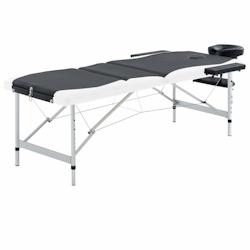 Helloshop26 - Table de massage pliable 3 zones Inox noir et blanc 02_0001822 - 3000089081539_0