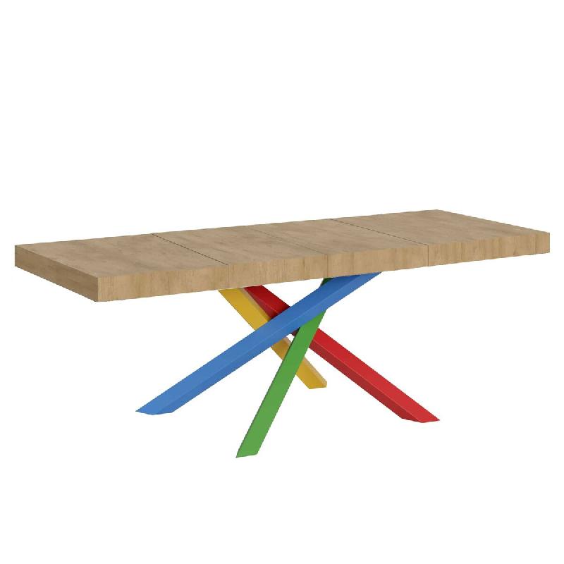 Itamoby Table Extensible 200/304X90 Cm Volantis Premium Chêne Nature Pieds Multicolores 4/B - marron VE200PRE4BALL-QN_0