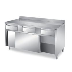 L2G Meuble bas adossée 2 portes coulissantes inox 85 x 100 x 60 cm L2G - inox TFI6.10AFLX_0