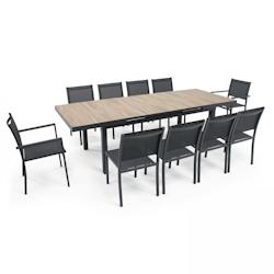 Oviala Business Table de jardin 8 chaises et 2 fauteuils en aluminium et céramique - gris aluminium 105732_0