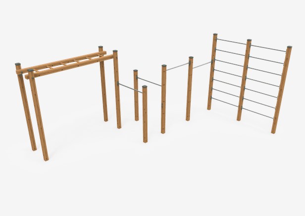 Parcours sportif Work-fit Climbing JCIR18 - Bois lamellé et acier inoxydable pour environnement naturel_0