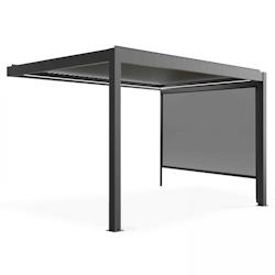 Pergola bioclimatique adossée motorisée Oviala Business - éclairée LED 3x4 m avec 1 store gris aluminium 109357_0