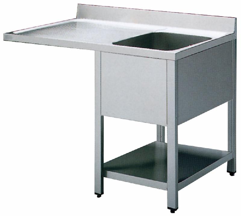 Plonge inox sur piètement avec étagère inférieure, place pour lave-vaisselle, 1 bac à gauche, 1200x700 mm - SLG1LD1257_0
