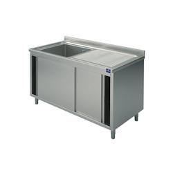 Plonge Sur Armoire, 1 Bac, Égouttoir à Droite, Avec Portes Coulissantes, 1000X700 mm - Mastro - 7864908938369_0