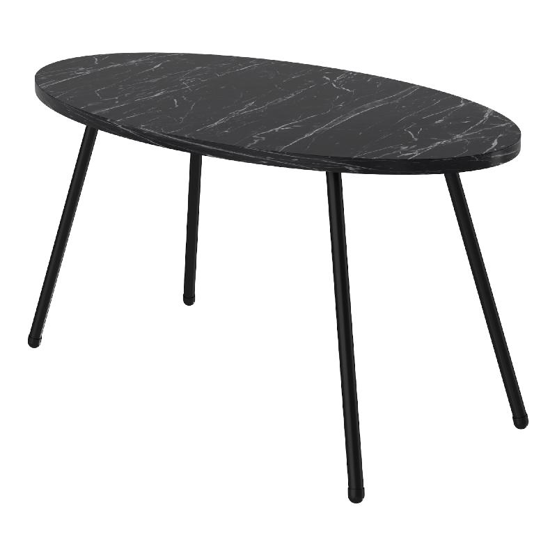 Table basse ovale en marbre noir - 43 x 90 x 50 cm - Réf. 03_0008505_0