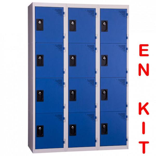 Vestiaire multicases 12 cases - 3 colonnes - Largeur de case 400 mm - Marque Rolléco_0