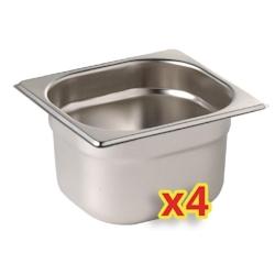 Lot de 4 bacs et couvercles GN1/6 Vogue - inox S431_0