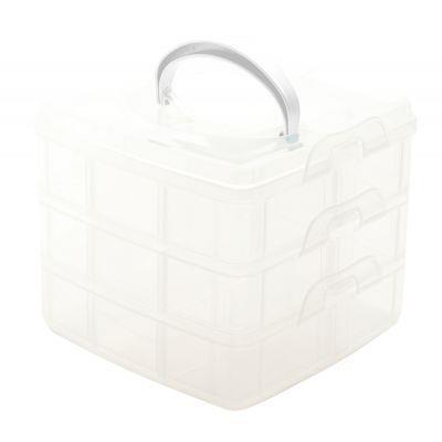 Boîte de rangement grand modèle - 3 étages modulables avec 18 compartiments - Poignée intégrée - Plastique souple et résistant_0