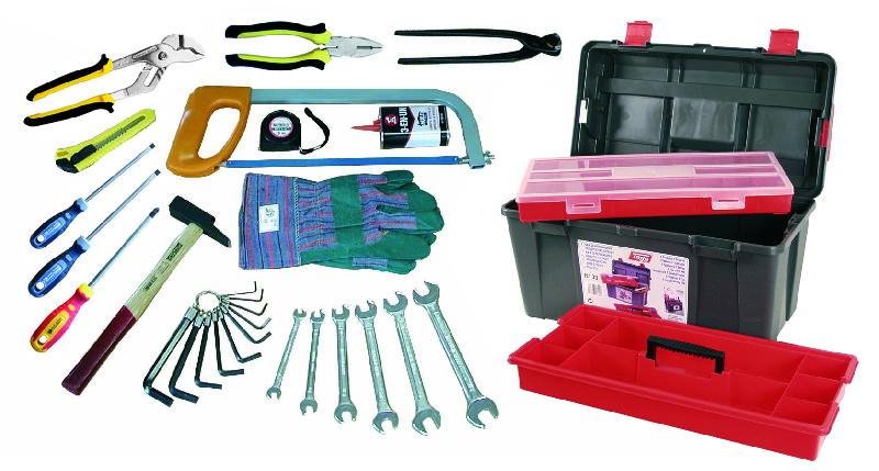 Caisse à outils 29 pièces - boîte avec étage et coffret de rangement - outils variés (480 x 258 x 250 mm)_0