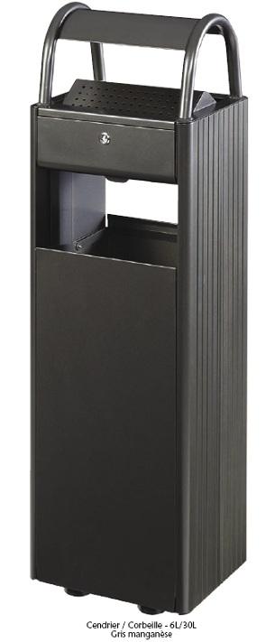 Corbeille avec cendrier en acier sur pied - 6L/30L ou 12L/60L - KOPA_0