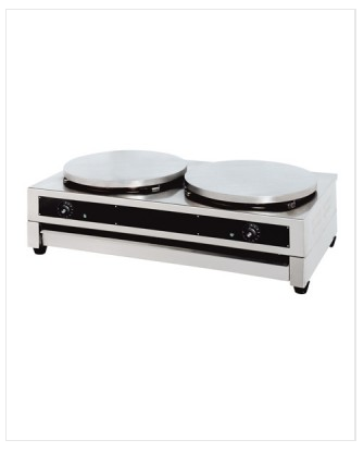 Crêpière professionnelle 2 plaques électriques - Ø 400 mm - Haut rendement - Acier inox - Thermostat réglable_0