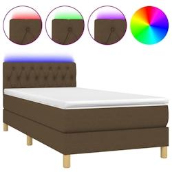 Décoshop26 - Lit LED avec sommier, tête de lit réglable et matelas 90x200 cm en tissu marron foncé - TDL0208141_0