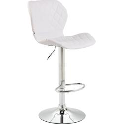 Décoshop26 - Tabouret de bar x1 avec coutures décoratives en forme de losanges en PVC blanc et métal chromé 10_0004645 - blanc 3000252210490_0