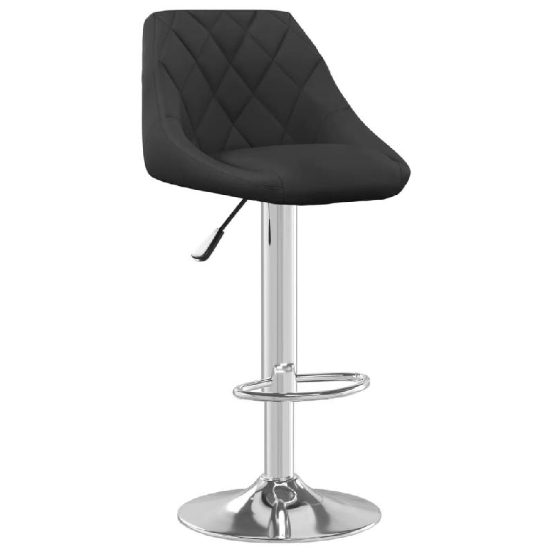 Décoshop26 - Tabouret de bar x1 chaise haute en velours noir coutures losange et acier DEC029533 - noir 3000257421761_0