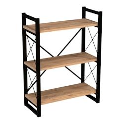 Helloshop26 - Bibliothèque design pour salon étagère style original à 3 niveaux 90 x 65 x 30 cm effet bois noir 03_0006488 - 3001792247762_0