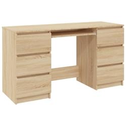 Helloshop26 - Bureau table poste de travail meuble d'ordinateur informatique étude chêne sonoma 140 x 50 x 77 cm bois d'ingénierie 02_0023656 - 300_0