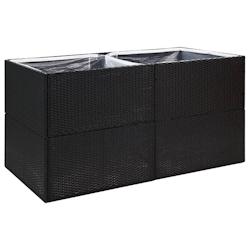 Helloshop26 - Jardinière bac lit surélevé plantes fleurs terrasse jardin 157 x 80 x 80 cm Résine tressée noir 02_0037453 - 3000217851980_0