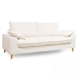 Oviala Business Canapé convertible tissu bouclette 3 places blanc - Oviala - blanc textile 107694_0