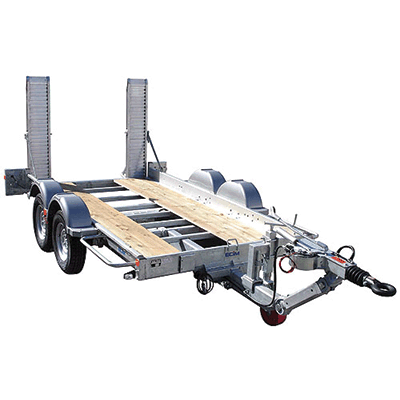Remorque routière porte-engins 2 essieux - PTAC 3500kg - 6.0x2.5m - Timon articulé réglable_0