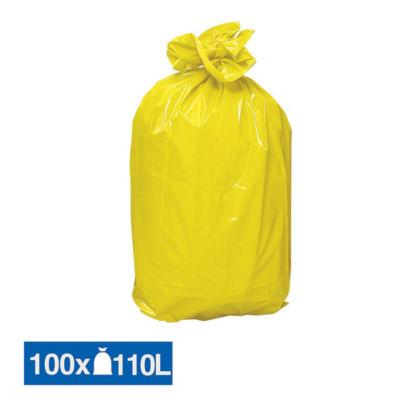 Sacs poubelle déchets lourds jaunes 110 L, lot de 100_0