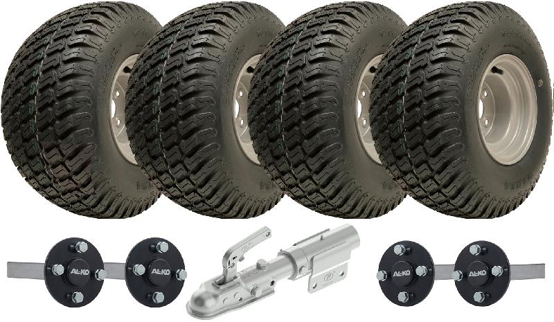 18x9.50-8 Twin Axle ATV Knobby Trailer Kit Wheels, ALKO Axles Swivel Hitch 408kg_0