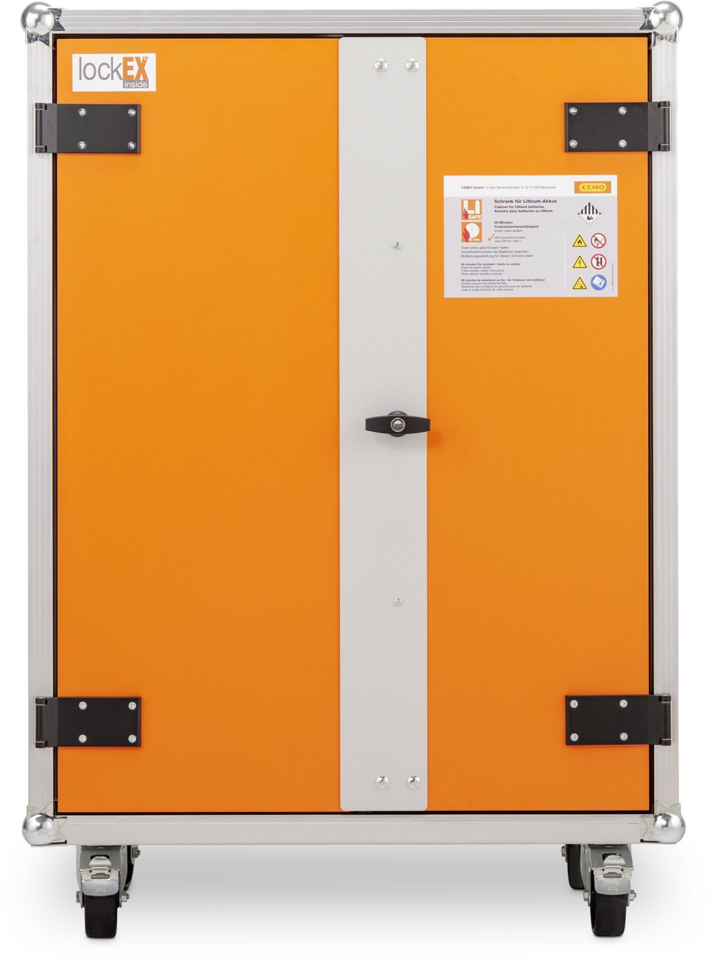 Armoire anti-feu CEMO 8/10 standard lockEX® 230 V avec roulettes - Réf 11723F - Sécurisée pour batteries lithium_0