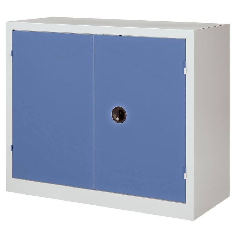 ARMOIRE MONOBLOC TANKER H. 100 X L. 100 CM CORPS GRIS PORTES BLEU