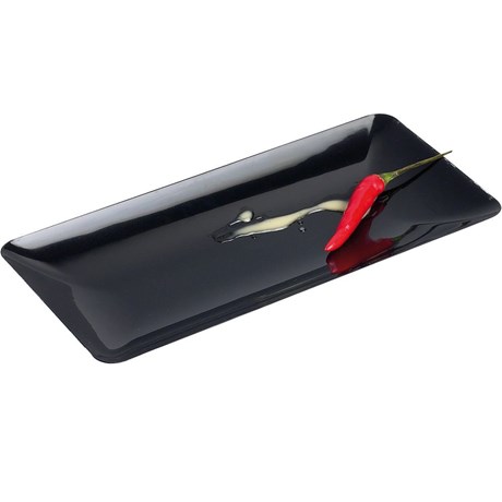 ASSIETTE JETABLE PLASTIQUE FLUID NOIR 20 X 9 CM (VENDU PAR 100)