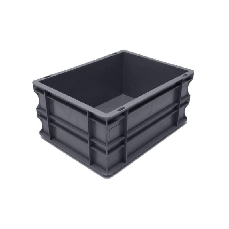 BAC DE RANGEMENT NORME EUROPE -  GERBABLE 15 LITRES - POLYPROPYLENE GRIS ANTHRACITE