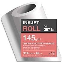 BANNIÈRE POLYESTER BLANC 145G POUR TRACEUR 0,914X45M. IDÉAL KAKÉMONO