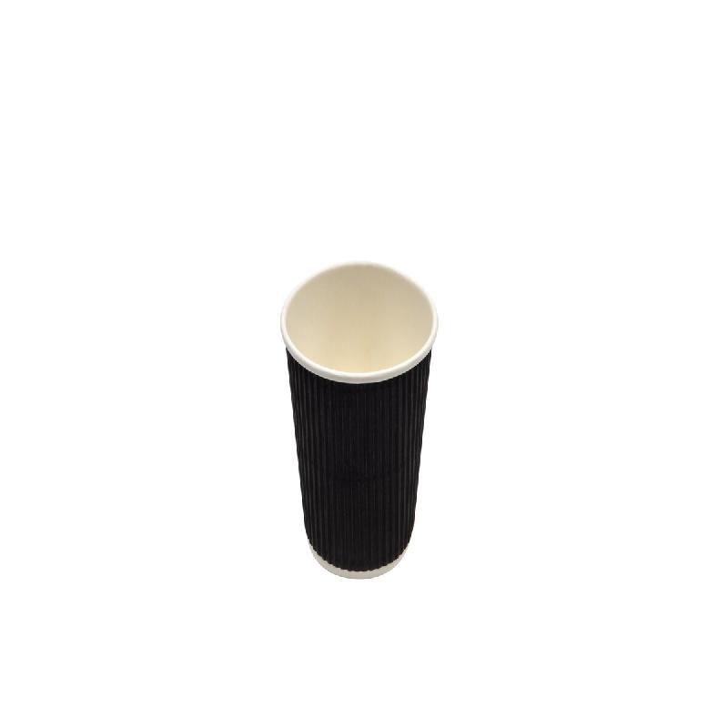Betik Ecoline – 500 unités – Gobelet boissons chaudes carton blanc double paroi ripple noir – Ø 80 mm 240 ml - noir en carton 1010353_0