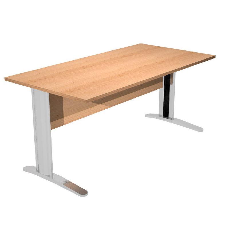 BUREAU DROIT PRONTO PRESTIGE - L.140 X P.80 CM - PLATEAU HETRE - PIEDS L CHROME