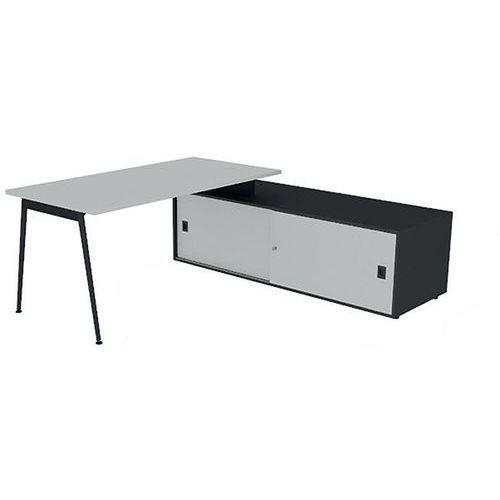 BUREAU PLATEAU 160X80 GRIS PIEDS GRIS OMBE - QUADRIFOGLIO