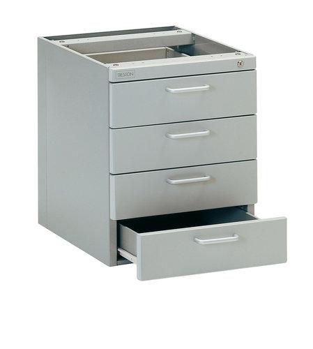 CAISSON MÉTALLIQUE POUR POSTE DE TRAVAIL RÉGLABLE TP ET TPH H.455 X L.370 X P.460 MM AVEC 4 TIROIRS