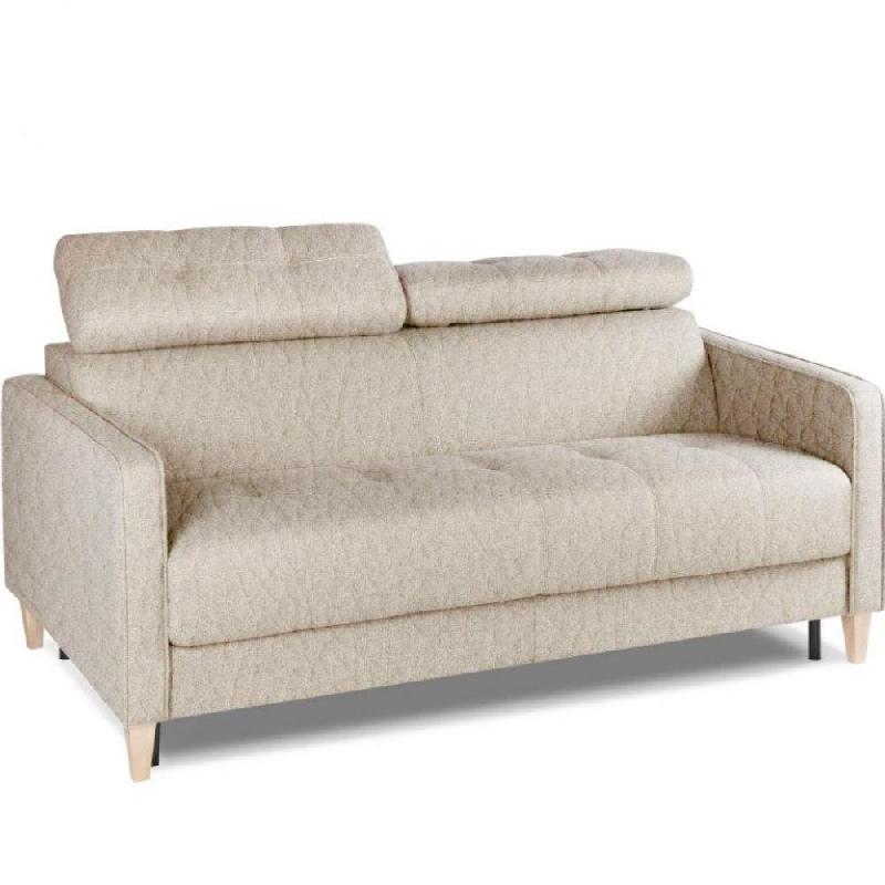 Canapé express Groenland - Matelas 16 cm - Sommier à lattes 160 cm - Cuir vachette beige - Design scandinave_0