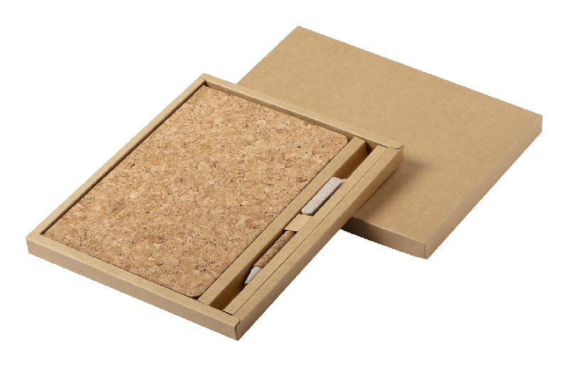 Carnet de notes en liège naturel - Format A5 avec stylo éco-responsable en paille de blé_0