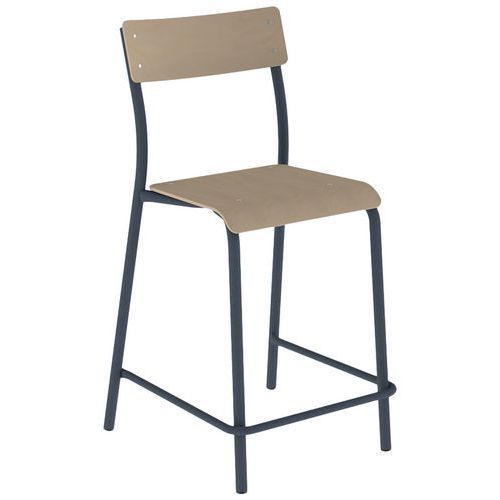 CHAISE DE BAR ANDRÉ H60 ASS/DOS HÊTRE PIÈTEMENT NOIR SABLÉ - MOBIDECOR