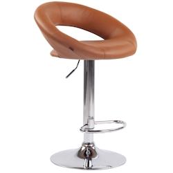 CLP Tabouret de bar Olinda en similicuir Marron clair/Chrome - marron polyester 312894_0