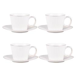 Coffret de 4 tasses à thé avec sous tasses Pure 22 cl -  Blanc Rond Porcelaine Table Passion 11x8 cm - blanc porcelaine 3106232721328_0
