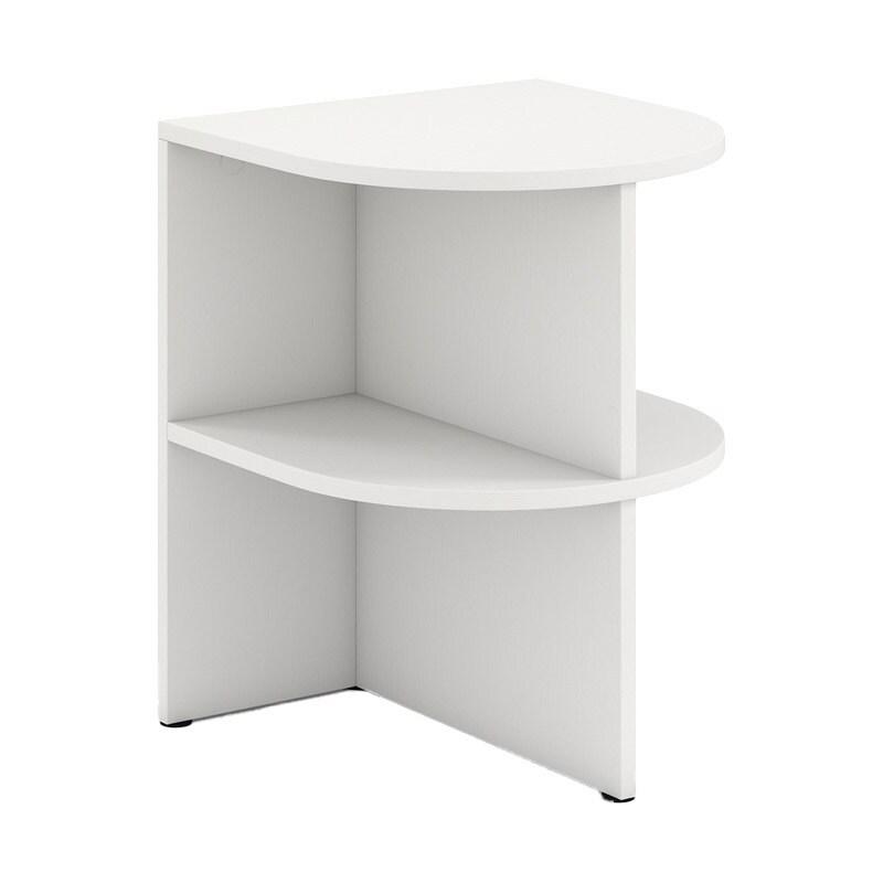 COSTWAY Table d'appoint Table de chevet semi-ronde avec étagères ouvertes, table basse pour petits espaces, 38 x 38 x 48,5 cm, blanche - blanc Bois_0