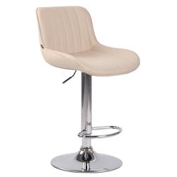 Décoshop26 - Tabouret de bar chaise haute x1 en PVC crème coutures verticales support en métal chromé 10_0005094 - 3000252460093_0