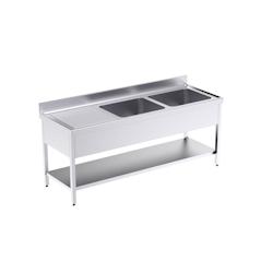 Distform Plonge en Inox avec 2 Egouttoirs et Etagère 2000x700 - 0641094842840_0