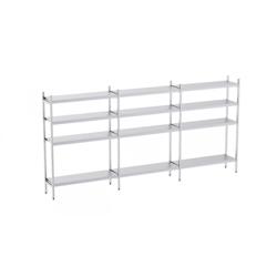 Distform Rayonnage en Acier Inoxydable Linéaires 4020 à 4950 mm 4 Niv P400 Acier inoxydable 4950x400x400x1800mm - 651637522740_0