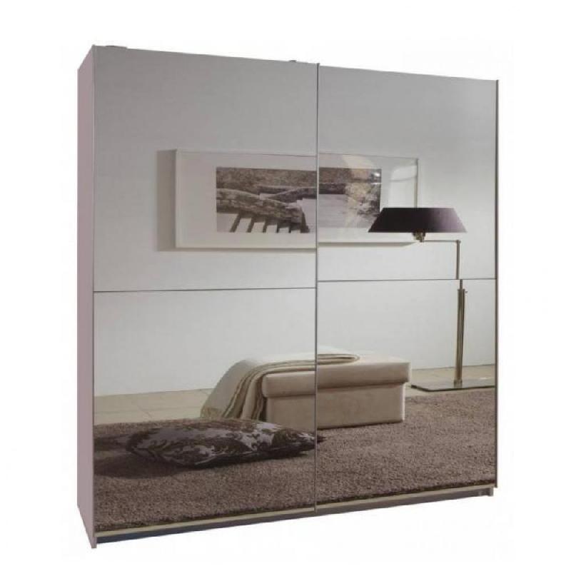 Dressing Clapton 179 cm - Portes coulissantes blanches avec miroirs, penderies intégrées et étagères_0