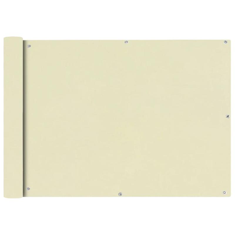 Écran de balcon brise-vue en tissu Oxford - 75x600 cm - crème - protection UV, imperméable_0