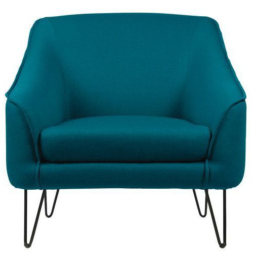 FAUTEUIL 1 PLACE AYA PIED MÉTAL TISSU CHINÉ TURQUOISE NON FEU M1 - GGI